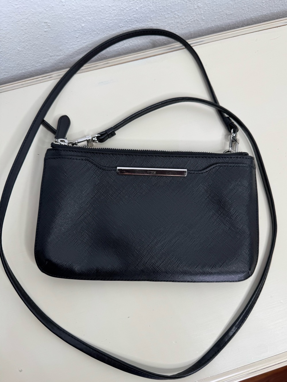 Tumi Crossbody Bag Womens Small Black Double Zip Silver Hardware Card